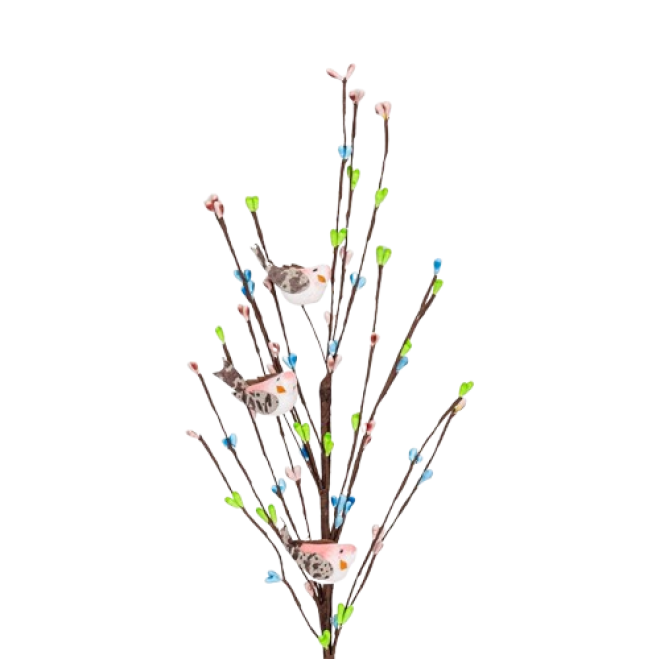 Гілка декоративна "Рожеві пташки", 50 см