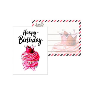 Листівка міні " Happy Birthday ", кексик-корона