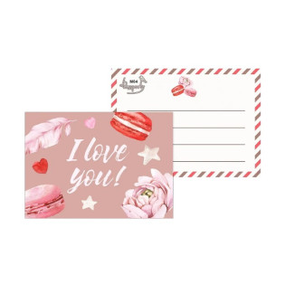 Листівка міні " I Love you ! ", рожева