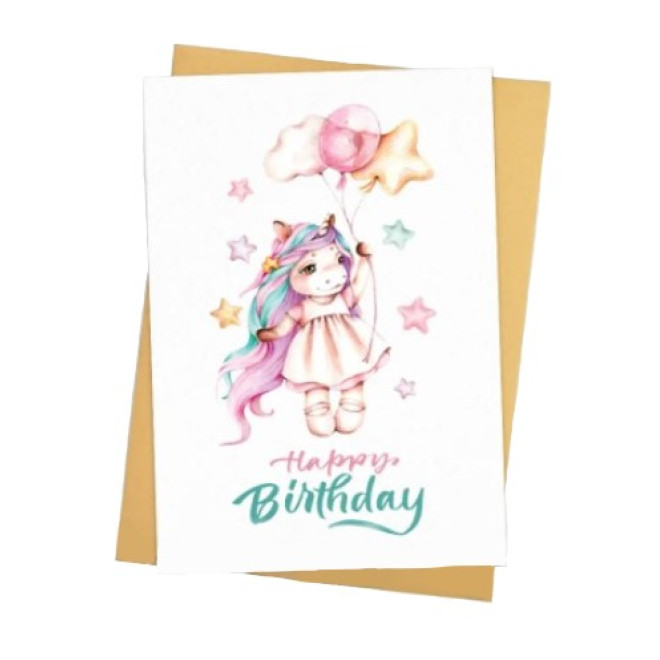 Листівка " Happy Birthday " Єдиноріг