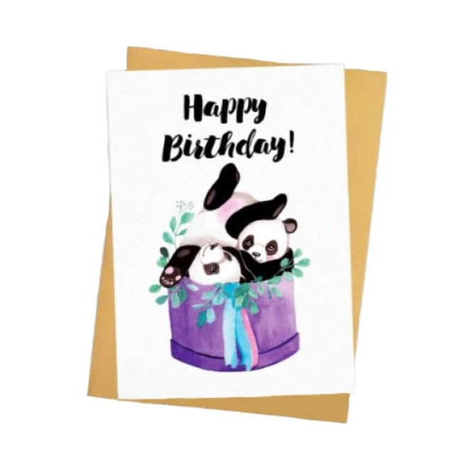 Листівка " Happy Birthday " панди