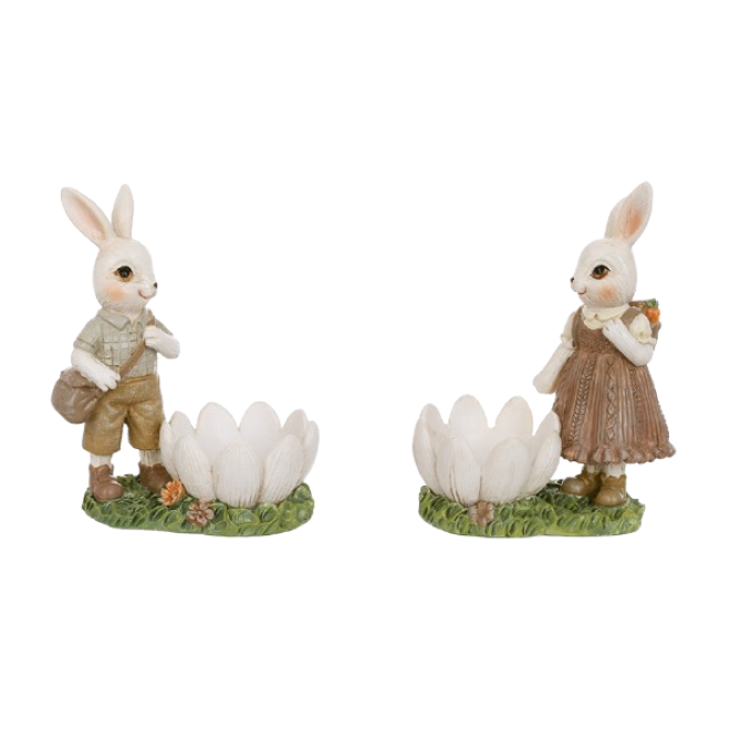 Підставка для яйця " Кролик - дівчинка на поляні " 11см., коричнева