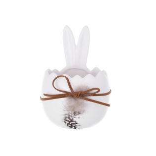 Ємність "Заячі вушка з декором", 12см,  біла матова