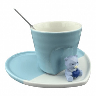 Чашка з блюдцем "Мішка гаммі" блакитна , 250мл.
