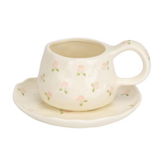 Чашка з блюдцем "Ніжні троянди" 300 мл