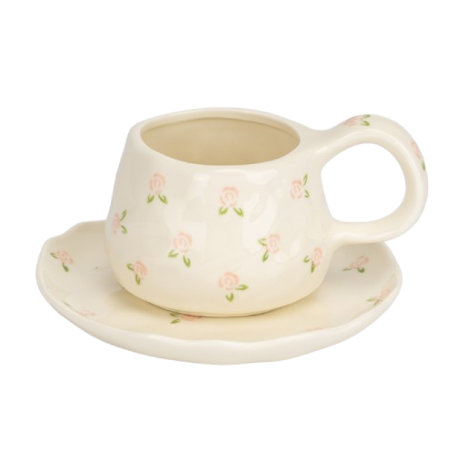 Чашка з блюдцем "Ніжні троянди" 300 мл