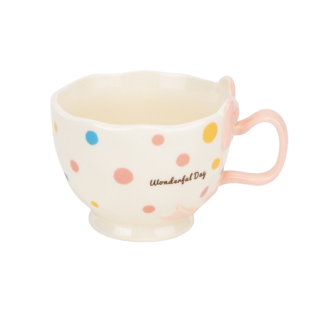 Чашка з блюдцем "Wonderful day" рожева 300 мл