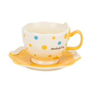 Чашка з блюдцем "Wonderful day" жовта 300 мл
