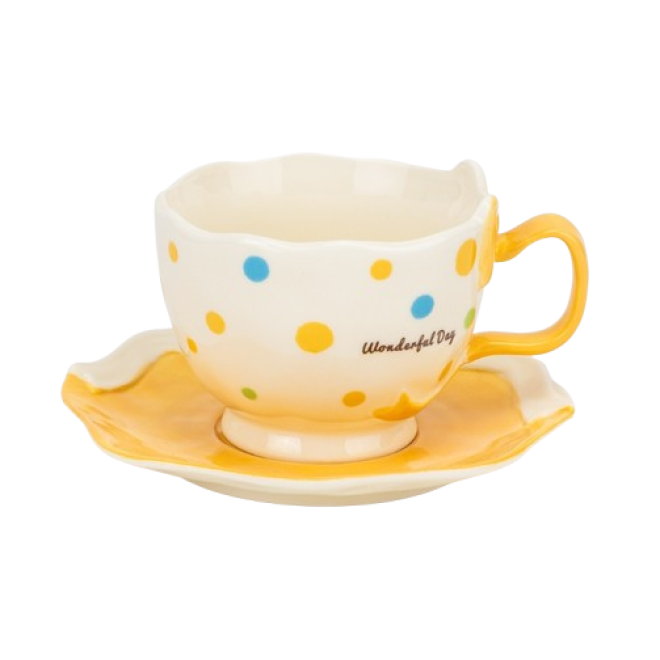 Чашка з блюдцем "Wonderful day" жовта 300 мл