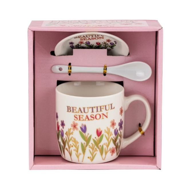 Чашка з блюдцем та ложечкою "Beautiful season-4", 400 мл.