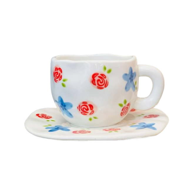 Чашка з блюдцем "Roses and hollyhocks" 300мл.