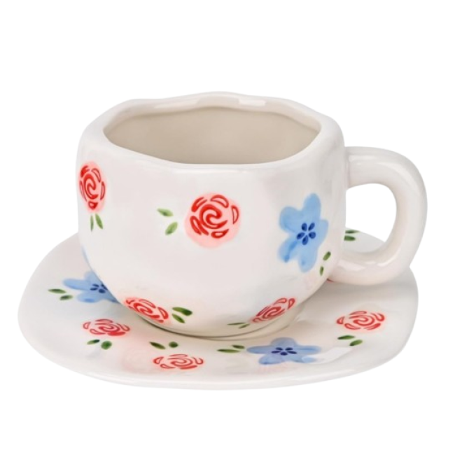 Чашка з блюдцем "Roses and hollyhocks" 300мл.