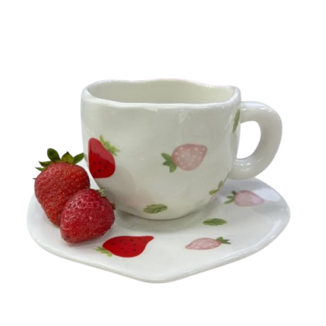 Чашка з блюдцем "Strawberry", 300мл.