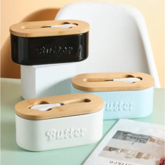 Маслянка з ножем 19см, блакитна