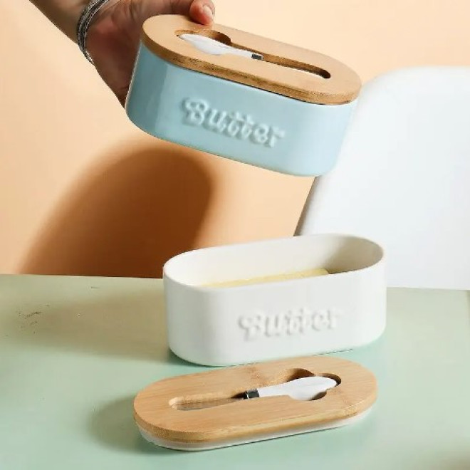 Маслянка з ножем 19см, блакитна