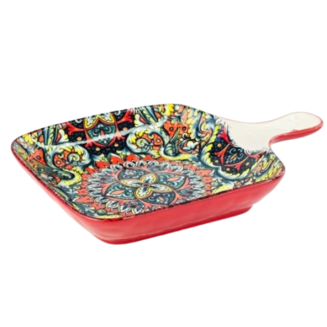 Салатник з ручкою "Boho" червоний, 23см.