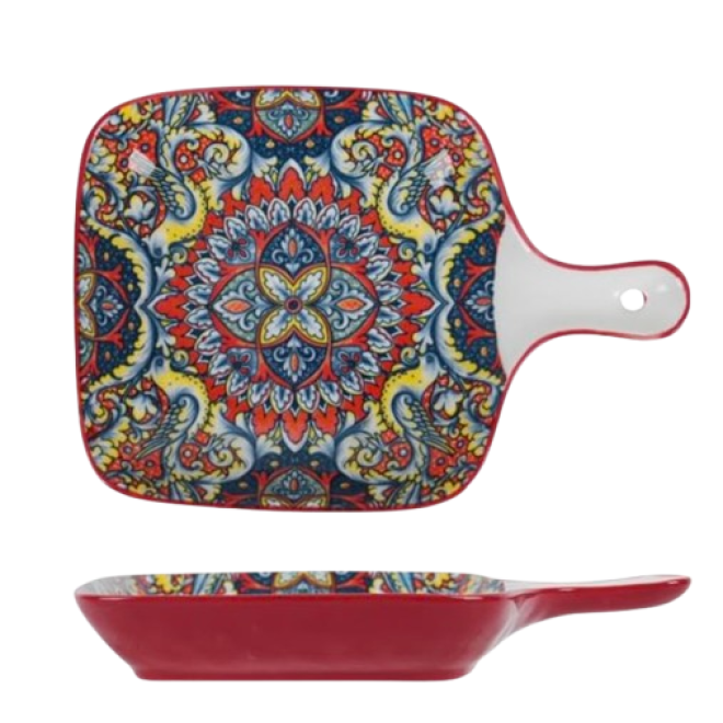 Салатник з ручкою "Boho" червоний, 23см.