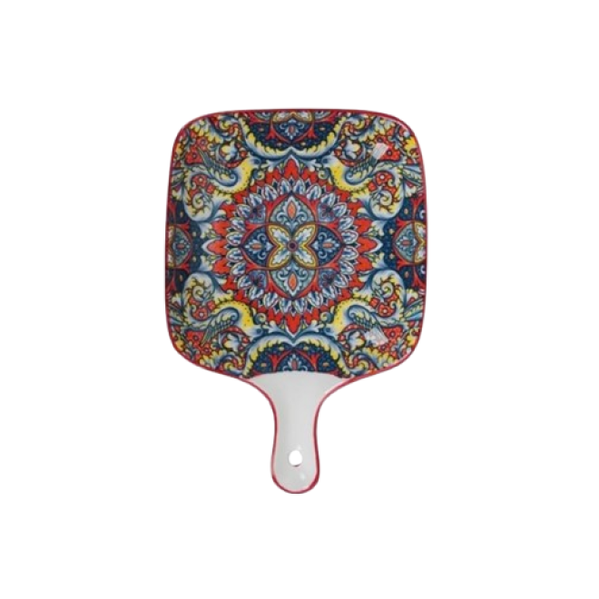Салатник з ручкою "Boho" червоний, 23см.
