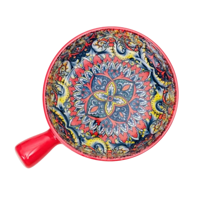 Салатник з ручкою "Boho" червоний, 500мл.