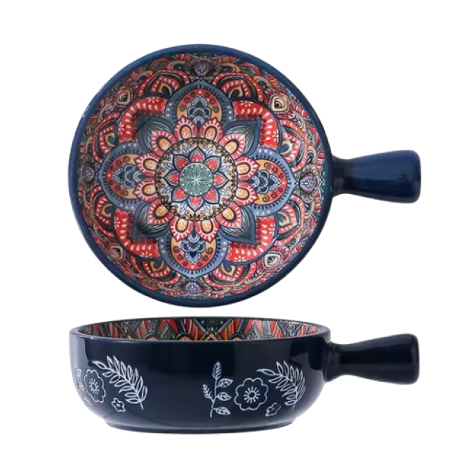 Салатник з ручкою "Boho" синій, 500мл.