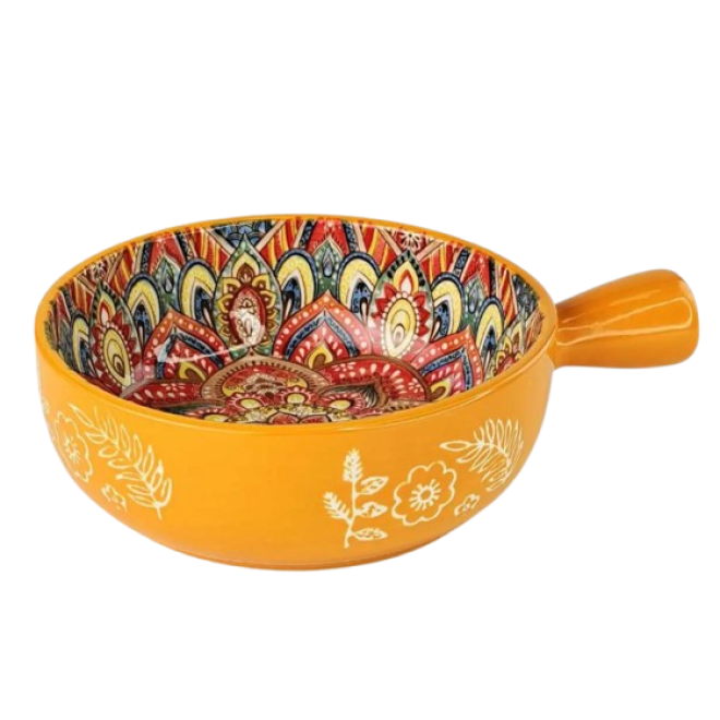 Салатник з ручкою "Boho" жовтий, 500мл.