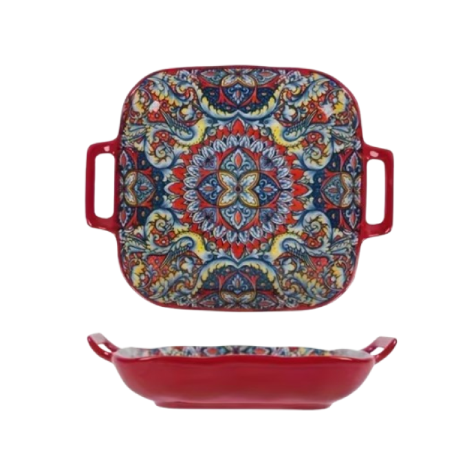 Салатник з ручками "Boho" червоний 23см.